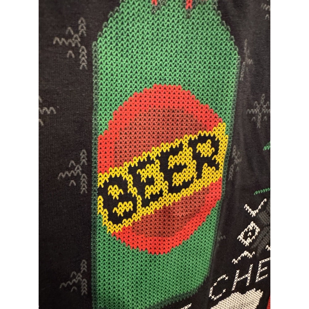 Christmas Santa Cheers Black Cotton TShirt Mens Size M - Picture 3 of 6